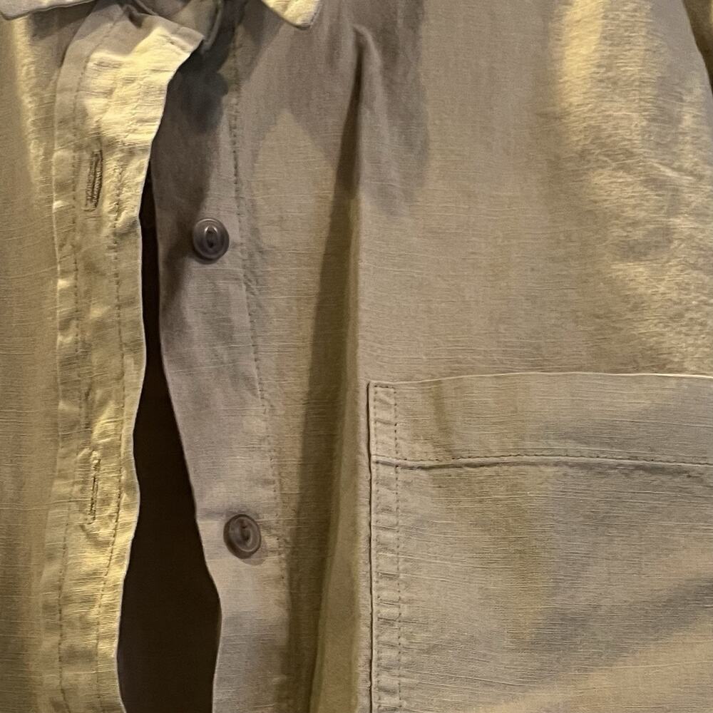 Universal Thread Long Sleeve Collared Cropped Cotton/Linen Blend Shirt Tan - Med - Picture 3 of 8